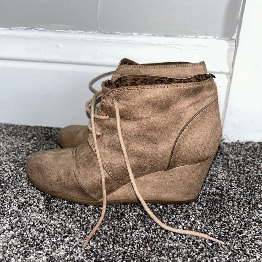 Fake suede booties